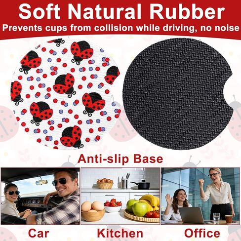 2 قطعة حامل أكواب السيارة كوستر لطيف على شكل خنفساء مقاس 2.75 بوصة مقاس عالمي مضاد للانزلاق من مطاط النيوبرين حامل أكواب السيارات ديكور داخلي إكسسوارات هدايا الخنفساء للنساء والرجال in Kuwait