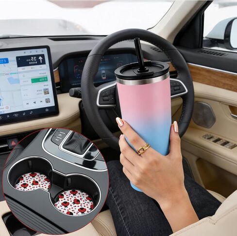 2 قطعة حامل أكواب السيارة كوستر لطيف على شكل خنفساء مقاس 2.75 بوصة مقاس عالمي مضاد للانزلاق من مطاط النيوبرين حامل أكواب السيارات ديكور داخلي إكسسوارات هدايا الخنفساء للنساء والرجال in Kuwait