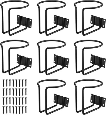 8 Pack Black Stainless Steel Wall Mounted Cup Holders – Universal Drink Holders for Boat, Yacht, Truck, RV, Car, Apartment, Swing (Includes 32 Screws) in Kuwait