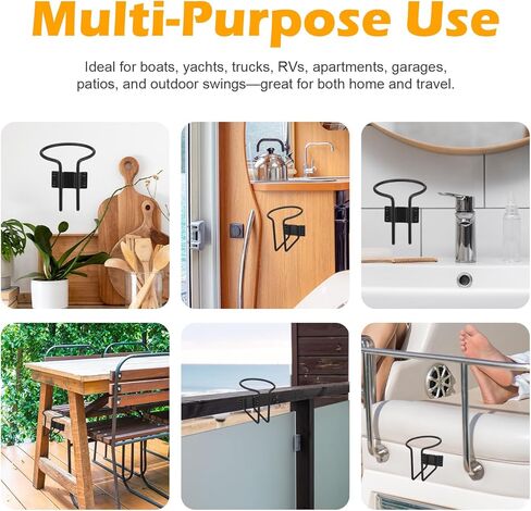 8 Pack Black Stainless Steel Wall Mounted Cup Holders – Universal Drink Holders for Boat, Yacht, Truck, RV, Car, Apartment, Swing (Includes 32 Screws) in Kuwait