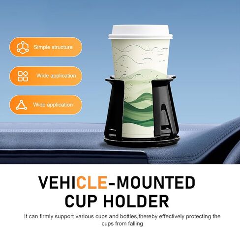 2 PCS Car Cup Holders Adapter, Anti-Slip Anti-Shake Vehicle Energy Drink Holder Insert, Self-Adhesive Automotive Cup Holders for Fixing Water Cup and Drink, Universal for Most Cars in Saudi Arabia