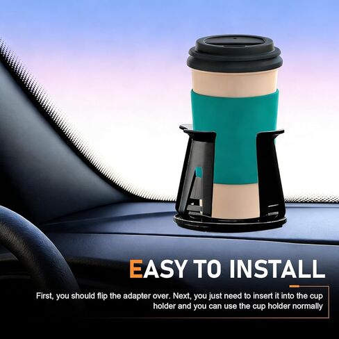 2 PCS Car Cup Holders Adapter, Anti-Slip Anti-Shake Vehicle Energy Drink Holder Insert, Self-Adhesive Automotive Cup Holders for Fixing Water Cup and Drink, Universal for Most Cars in Saudi Arabia