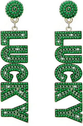 St Patricks Day Earrings Green Earrings for Women Shamrock Clover Earrings Lucky Irish Beaded Dangle Earring St Patty's Day Accessories in Kuwait