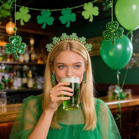 St Patricks Day Earrings Green Earrings for Women Shamrock Clover Earrings Lucky Irish Beaded Dangle Earring St Patty's Day Accessories in Kuwait