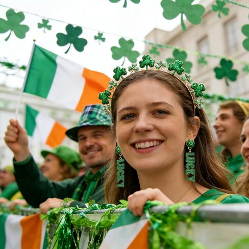 St Patricks Day Earrings Green Earrings for Women Shamrock Clover Earrings Lucky Irish Beaded Dangle Earring St Patty's Day Accessories in Kuwait