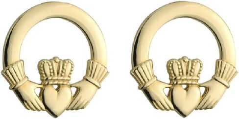 Biddy Murphy, 10K Gold Irish Claddagh Stud Earrings for Women, Simple Elegant Fine Celtic Jewelry, Made in Ireland by Traditional Artisan Jewelers, Small 3/8" Inch in Saudi Arabia