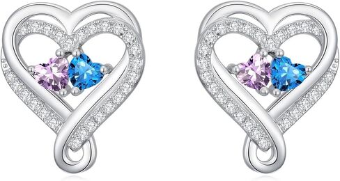 هدايا عيد ميلاد لها قلب مزدوج جوهرة القرط 2 جوهرة الميلاد أقراط القلب مجوهرات الذكرى السنوية عيد الأم هدايا عيد الميلاد للنساء صديقتها (مع صندوق هدية) in Kuwait