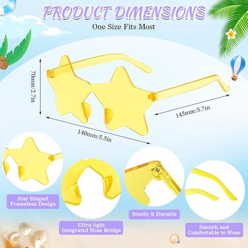 Wholesale 50 Pack Rimless Star Sunglasses Bulk, Fun Colorful Star Party Glasses for Women Men in Saudi Arabia