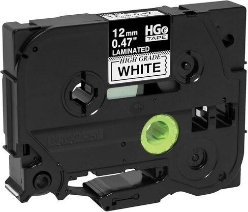 شريط Brother أصلي P-Touch، HGE-231 5 عبوات (HGe2315PK) ~ 1/2 بوصة (12 مم) × 26.2 قدم (8 م) لاصق قياسي، أسود على أبيض، للاستخدام الداخلي/الخارجي، مقاوم للمواد الكيميائية والرطوبة in Kuwait