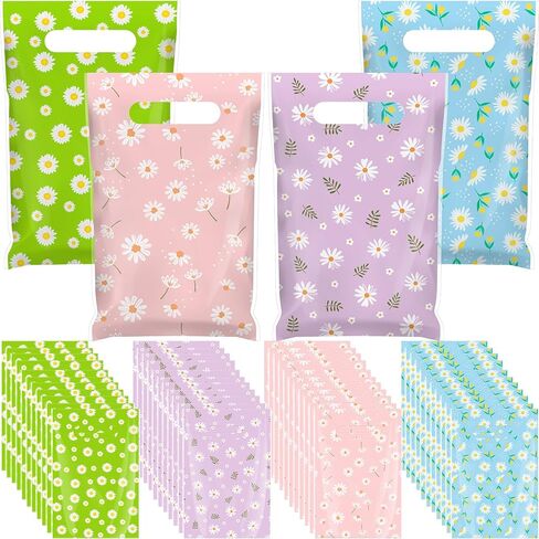Gilprop 100 Pcs Galentines Day Gift Bags Pink Heart Plastic Treat Goodie Bags Bulk with Handle Valentine's Day Party Favors for Women Galentines Party Supplies Boutique Exchange Gifts in Saudi Arabia