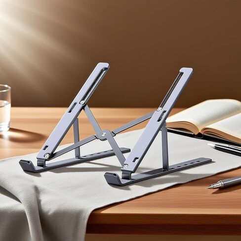 Foldable Laptop Stand,Laptop Holder Riser,Computer Tablet Stand,Computer Riser for Desk,Compatible with 10-15.6 Inch Laptops,iPad(Black,White) in Saudi Arabia