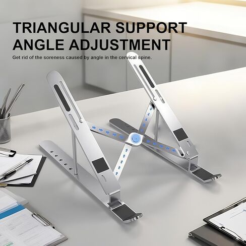 Foldable Laptop Stand,Laptop Holder Riser,Computer Tablet Stand,Computer Riser for Desk,Compatible with 10-15.6 Inch Laptops,iPad(Black,White) in Saudi Arabia