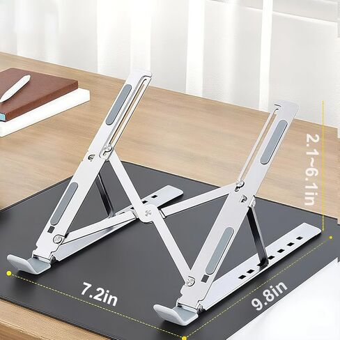 Foldable Laptop Stand,Laptop Holder Riser,Computer Tablet Stand,Computer Riser for Desk,Compatible with 10-15.6 Inch Laptops,iPad(Black,White) in Saudi Arabia