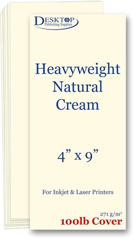 200 Sheets - Extra Thick 4" x 9" Cardstock for Inkjet or Laser Printers - 100lb Cover 271 gsm Heavy Printer Paper - Matte Finish Cream - Great for Cards, Menu's, Posters, Covers in Saudi Arabia