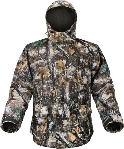 Avizon Insulated Hunting Jacket Windproof Coat, Adjustable Hood - Secure Pockets - Warm Fleece Lined Clothes for Hunting in Kuwait