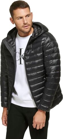 Calvin Klein Men's Ultra Light Water Resistant Hooded Puffer Jacket in Saudi Arabia