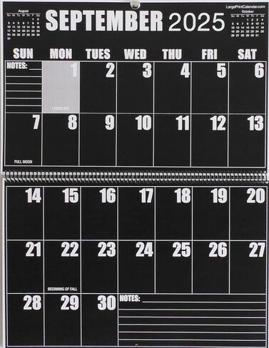 تقويم حائط معكوس عالي التباين | 19 شهرًا، يونيو 2025 إلى ديسمبر 2026 | طباعة كبيرة الحجم | 17 بوصة عرض × 22 بوصة طول عند الفتح in Kuwait