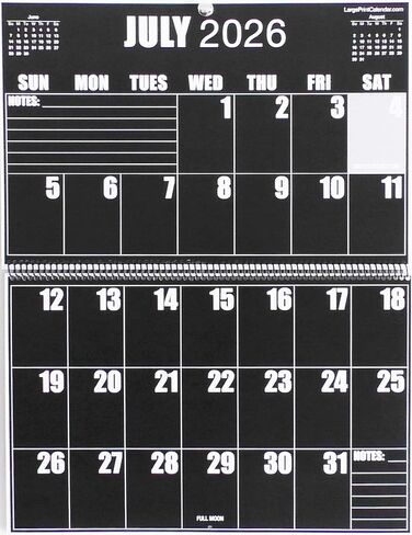 تقويم حائط معكوس عالي التباين | 19 شهرًا، يونيو 2025 إلى ديسمبر 2026 | طباعة كبيرة الحجم | 17 بوصة عرض × 22 بوصة طول عند الفتح in Kuwait