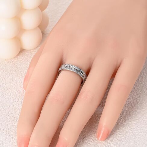 Hapour 925 Sterling Silver Ring for Women, Celtic Knot Filigree Vintage Ring with CZ Stones Simple Statement Eternity Rings Everyday Unique Wedding Band Size 6-9 in Saudi Arabia