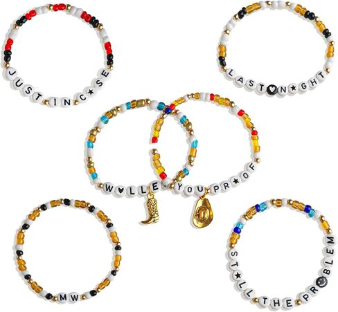 Country Music Vibe Beaded Bracelet. Letter Beaded Bracelet. Handmade Stretch Bracelet for Concert & Music Lovers in Saudi Arabia