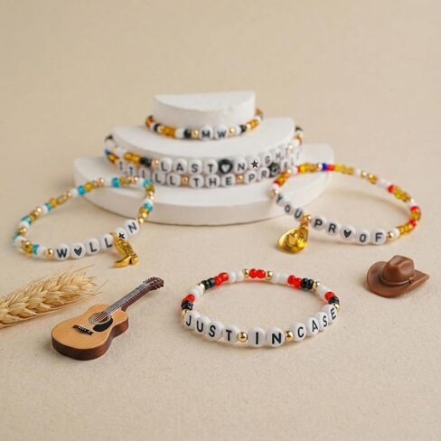 Country Music Vibe Beaded Bracelet. Letter Beaded Bracelet. Handmade Stretch Bracelet for Concert & Music Lovers in Saudi Arabia