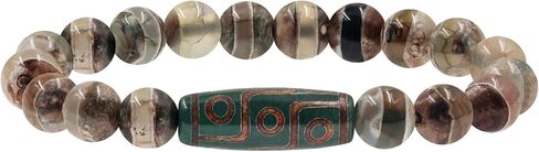 Tibetan Agate Dzi Bead Bracelet Collection – Multi-Color Nine-Eyed & Multi-Eyed Natural Agate Bracelets for Men & Women, Meditation, Yoga, Daily Wear in Saudi Arabia