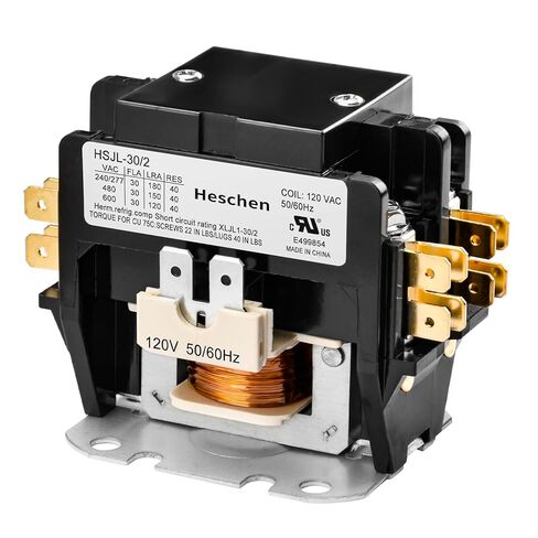 HVAC Motor Contactor, HSJL-30/2, 2 Poles, 30A, 120VAC 50/60Hz Coil, for Air Conditioner, Heat Pump, Refrigeration Systems, UL Listed in Saudi Arabia
