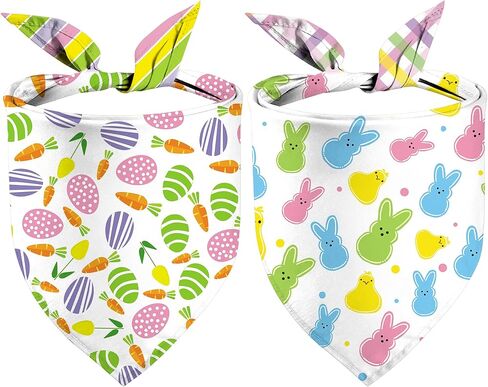 Easter Dog Bandanas, Reversible Hello Pepes Easter Eggs Pet Scarf 2 Pack, Happy Easter Puppy Dual-Layer Dog Kerchief in Saudi Arabia