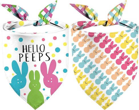 Easter Dog Bandanas, Reversible Hello Pepes Easter Eggs Pet Scarf 2 Pack, Happy Easter Puppy Dual-Layer Dog Kerchief in Saudi Arabia