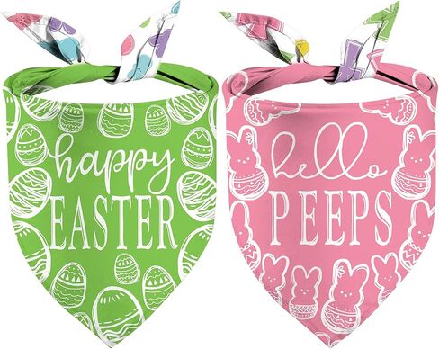 Easter Dog Bandanas, Reversible Hello Pepes Easter Eggs Pet Scarf 2 Pack, Happy Easter Puppy Dual-Layer Dog Kerchief in Saudi Arabia