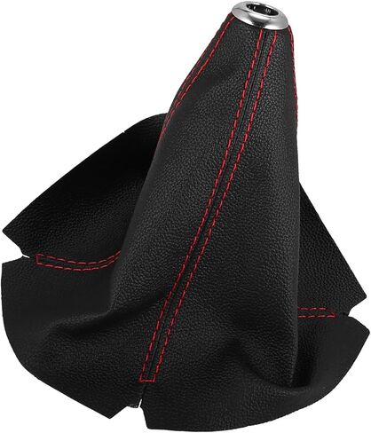 ACROPIX غطاء أحذية السيارة التحول العالمي والعتاد التحول المقبض التمهيد غطاء غبار جلد صناعي أسود مع قطع غيار السيارات الخط الأحمر in Kuwait