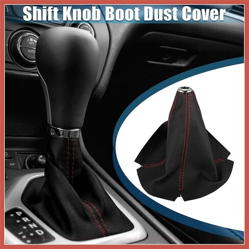 ACROPIX غطاء أحذية السيارة التحول العالمي والعتاد التحول المقبض التمهيد غطاء غبار جلد صناعي أسود مع قطع غيار السيارات الخط الأحمر in Kuwait