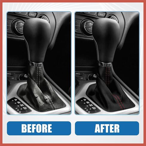 ACROPIX غطاء أحذية السيارة التحول العالمي والعتاد التحول المقبض التمهيد غطاء غبار جلد صناعي أسود مع قطع غيار السيارات الخط الأحمر in Kuwait