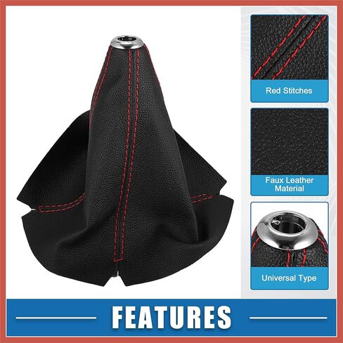 ACROPIX غطاء أحذية السيارة التحول العالمي والعتاد التحول المقبض التمهيد غطاء غبار جلد صناعي أسود مع قطع غيار السيارات الخط الأحمر in Kuwait