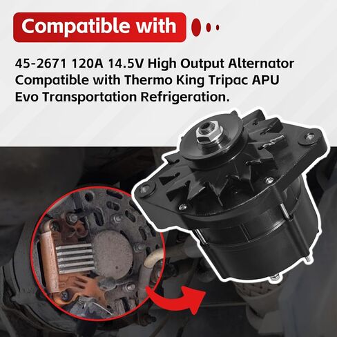 45-2671 120A 14.5V مولد كهربائي عالي الإخراج متوافق مع Thermo King Tripac APU Evo، استبدال # 452671 1E78291G00 1E78291G02 41-9925 45-2596 45-2669 845-2596 20-45-2259 845-2681 9513-45 in Kuwait