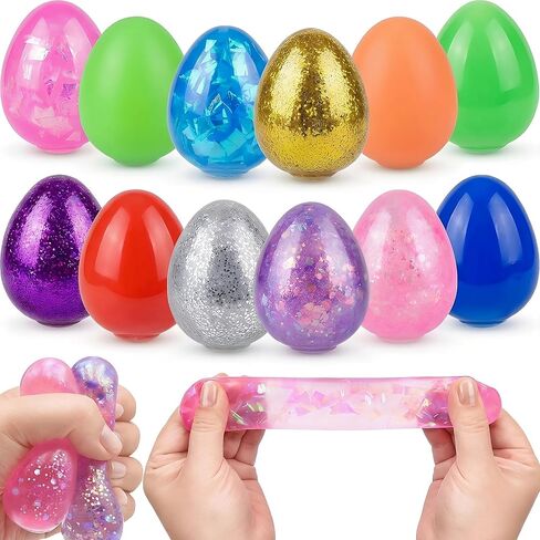 6 Pack Easter Eggs Stress Balls Squishy Toys Squeeze Toys for Kids Girls Boys Easter Egg Hunt Easter Basket Stuffers Essentials Party Favors Gifts in Saudi Arabia