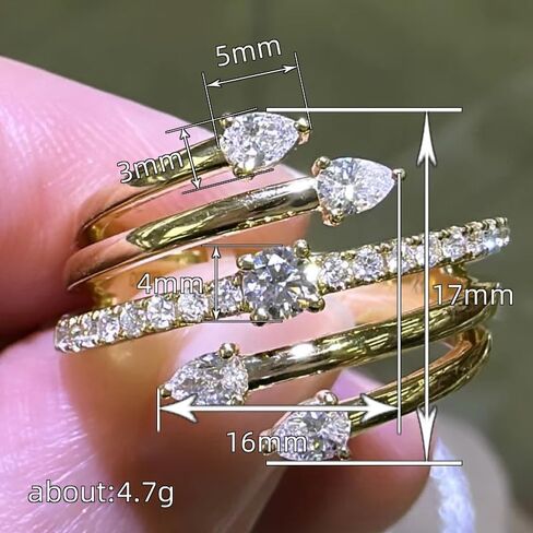 Wrap Around Full Star Ring Simulated Diamond Women's Ring Cubic Zirconia Crystal Lucky Star Water Drop Ring Heart Ring Gold Ring Stacking Statement Band Eternity Promise Ring Dainty Ring for Women（8） in Saudi Arabia