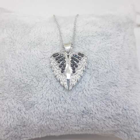 14K Real Solid Gold Elegant Double Angel Wings and Heart Personalized Pendant Necklace for Women | Custom Name Necklaces in Saudi Arabia
