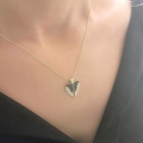 14K Real Solid Gold Elegant Double Angel Wings and Heart Personalized Pendant Necklace for Women | Custom Name Necklaces in Saudi Arabia