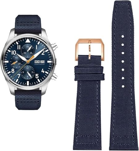النايلون جلد البقر حزام الساعات ، ل IWC الطيار البرتغال حزام ساعة من القماش 20 مللي متر 21 مللي متر 22 مللي متر سوار أسود Armygreen الأزرق جلد البقر حزام المعصم in Kuwait