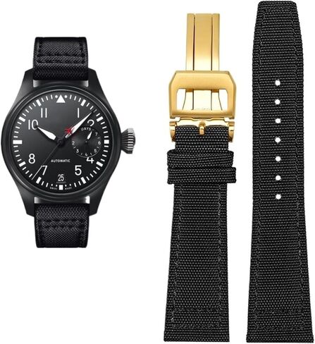 النايلون جلد البقر حزام الساعات ، ل IWC الطيار البرتغال حزام ساعة من القماش 20 مللي متر 21 مللي متر 22 مللي متر سوار أسود Armygreen الأزرق جلد البقر حزام المعصم in Kuwait
