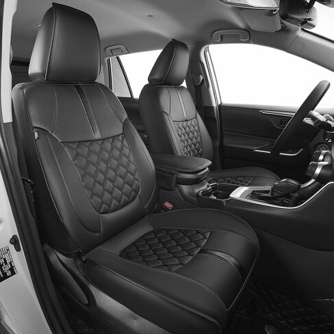 Rav4 Seat Covers Custom Fit for Toyota Rav4 2019-2024 2025 XLE,LE,Limited,Base,XLE Premium,Airbag Compatible,Front&Rear Seat Cushion, Waterproof Faux Leather(Black) in Saudi Arabia