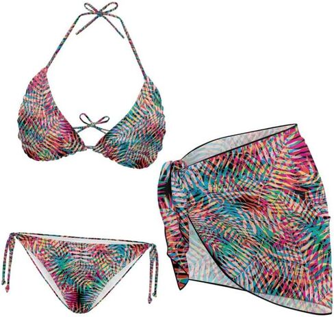 Ditsy Floral Women 3 Piece Swimsuits Marble Fluid Halter Stretch Bikini Jamaican Flag with Beach Cover Up Wrap Skirt in Saudi Arabia