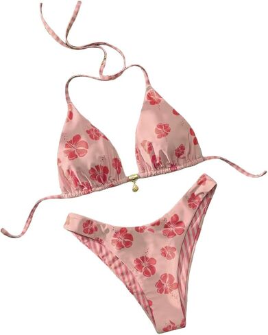 Women's All Over Printed Bathing Suit Halter High Waist Summer Swimsuit Bikinis Set in Kuwait