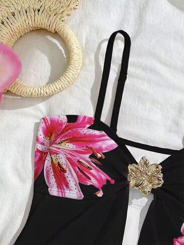 Women's Floral Print 2 Piece Bikini Sets 3D Flower Camisole Tops Sleeveless Bathing Suit Swimsuits in Saudi Arabia