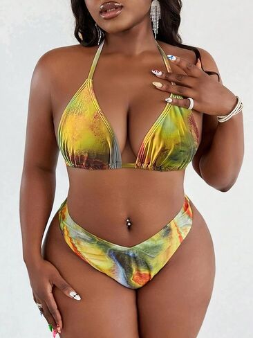 مثير المرأة زائد حجم 3 قطعة ملابس السباحة الأزهار طباعة المايوه الرسن مثلث بيكيني مجموعة مع التستر تنورة in Kuwait