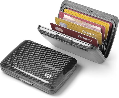 حامل بطاقة أصلي من ألياف الكربون مع قفل معدني، حماية RFID ضد الاحتيال وإزالة المغناطيسية، محفظة صغيرة الحجم، Smart Case موديل OSLO in Kuwait