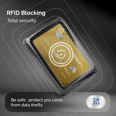 حامل بطاقة أصلي من ألياف الكربون مع قفل معدني، حماية RFID ضد الاحتيال وإزالة المغناطيسية، محفظة صغيرة الحجم، Smart Case موديل OSLO in Kuwait