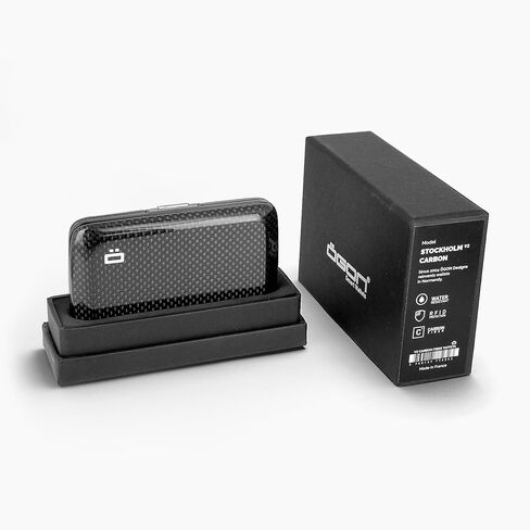 حامل بطاقة أصلي من ألياف الكربون مع قفل معدني، حماية RFID ضد الاحتيال وإزالة المغناطيسية، محفظة صغيرة الحجم، Smart Case موديل OSLO in Kuwait