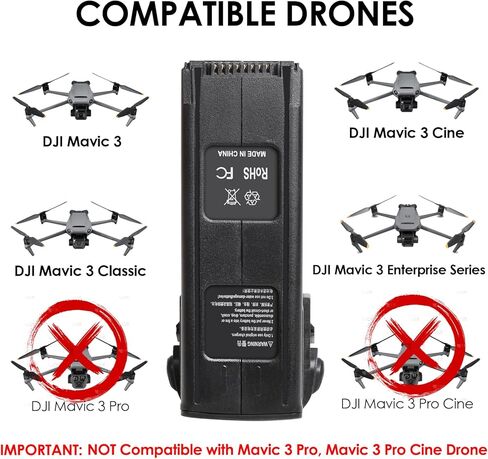 بطارية مافيك 3، بطارية طيران ذكية بقدرة 5000 مللي أمبير في الساعة - 15.4 فولت لطائرة DJI Mavic 3/3 Classic/3 Cine/3 Enterprise Series Drone in Kuwait